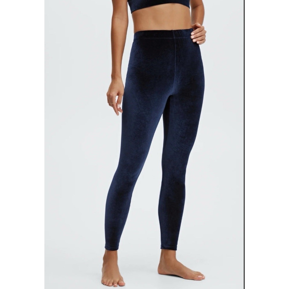 Fabletics Emma Velour Leggings In Navy XS NEW